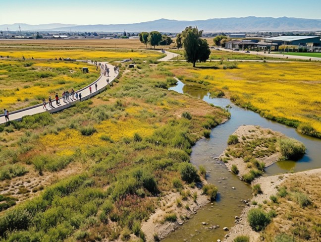 Computer Generated image of trail going through a marshland